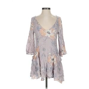 Free People Floral Burnout Gauze Bell Sleeve Mini Dress Size 0